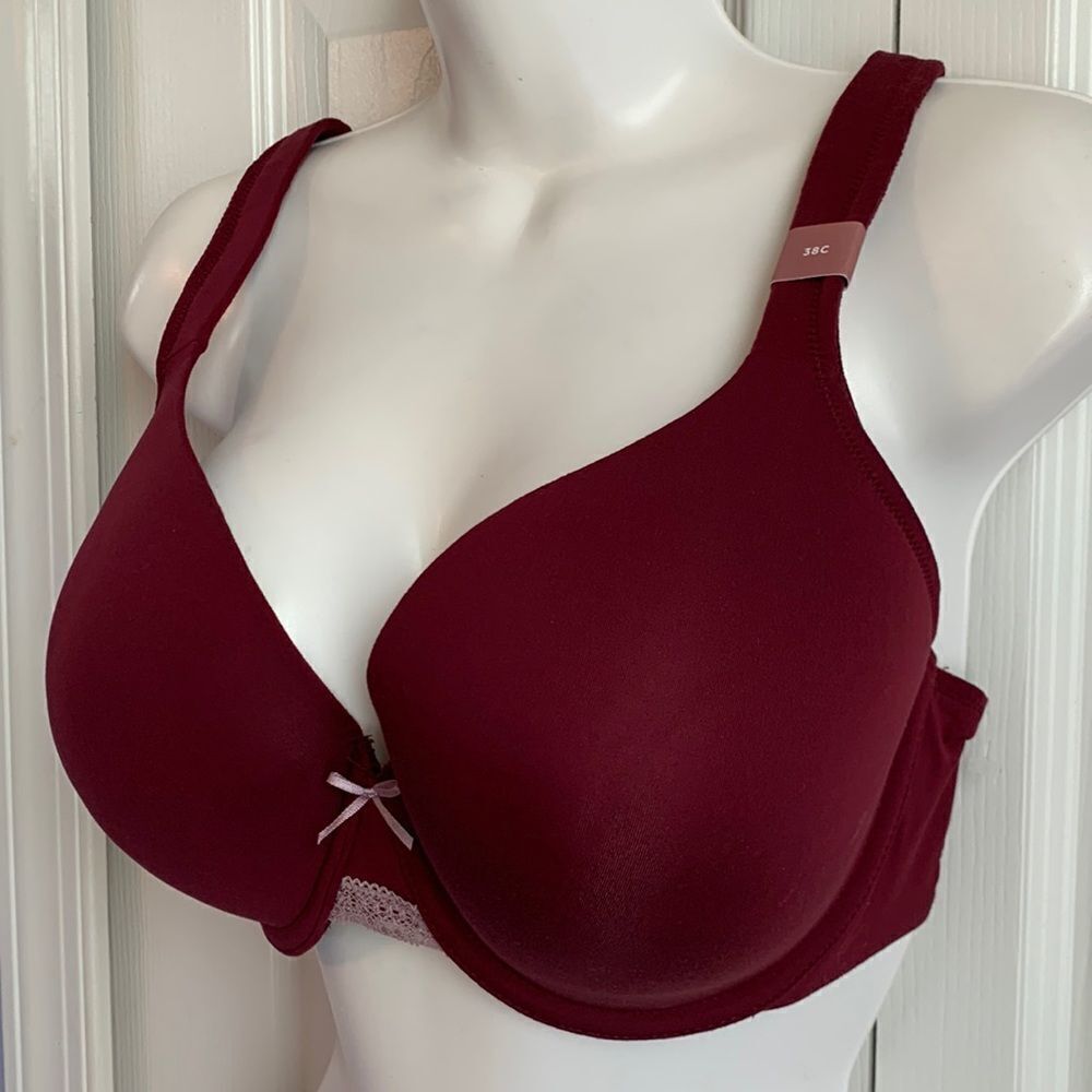 Lane Bryant Cacique Lightly Lined Full Coverage Bra 38C Burgundy